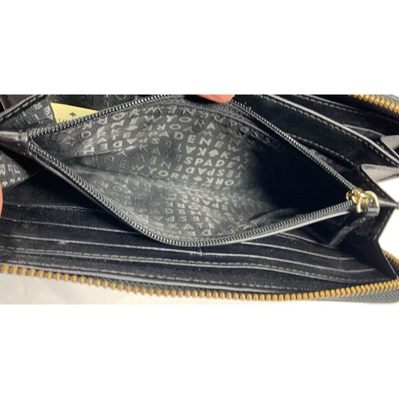 Kate Spade Zip Around Wallet Wellesley Neda Black Pebbled Cow Leather EUC - Picture 8 of 11